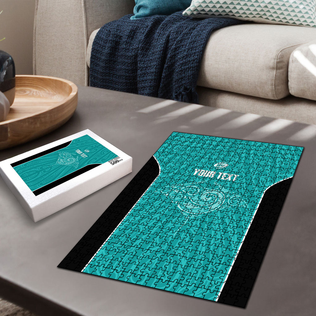 Custom New Zealand Stingray Oztag Puzzle Tag Rugby Maori Pattern Teal Version LT14 - Polynesian Pride