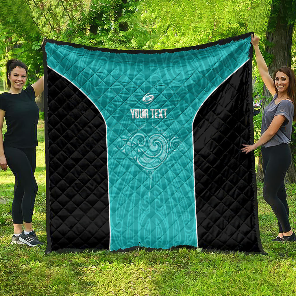 Custom New Zealand Stingray Oztag Quilt Tag Rugby Maori Pattern Teal Version LT14 - Polynesian Pride