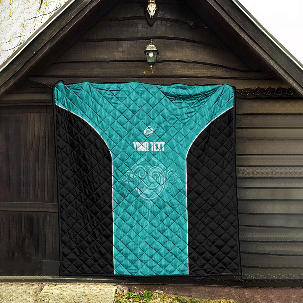Custom New Zealand Stingray Oztag Quilt Tag Rugby Maori Pattern Teal Version LT14 - Polynesian Pride
