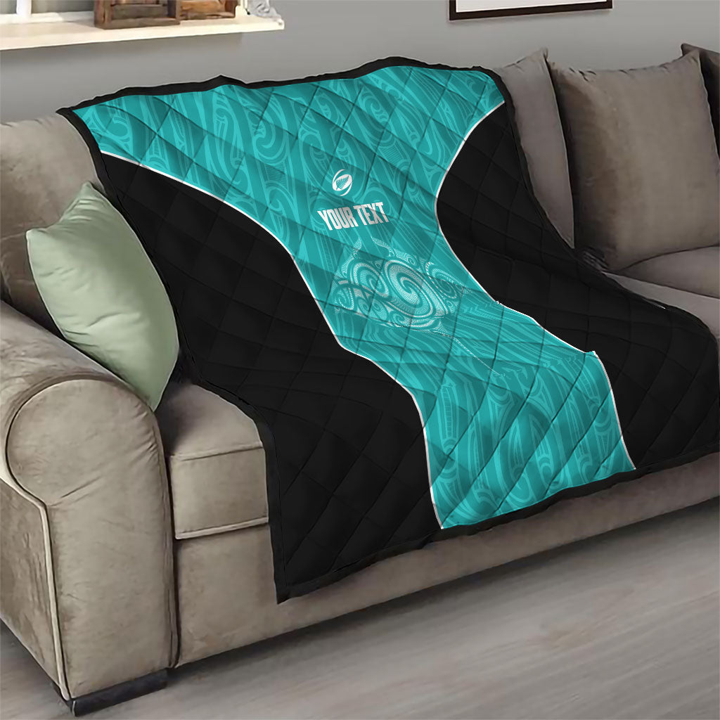 Custom New Zealand Stingray Oztag Quilt Tag Rugby Maori Pattern Teal Version LT14 - Polynesian Pride