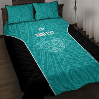 Custom New Zealand Stingray Oztag Quilt Bed Set Tag Rugby Maori Pattern Teal Version LT14 Teal - Polynesian Pride