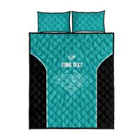 Custom New Zealand Stingray Oztag Quilt Bed Set Tag Rugby Maori Pattern Teal Version LT14 - Polynesian Pride