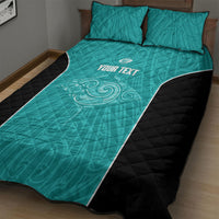 Custom New Zealand Stingray Oztag Quilt Bed Set Tag Rugby Maori Pattern Teal Version LT14 - Polynesian Pride
