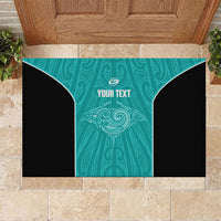 Custom New Zealand Stingray Oztag Rubber Doormat Tag Rugby Maori Pattern Teal Version LT14 Teal - Polynesian Pride