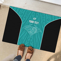 Custom New Zealand Stingray Oztag Rubber Doormat Tag Rugby Maori Pattern Teal Version LT14 - Polynesian Pride