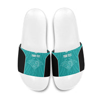 Custom New Zealand Stingray Oztag Slide Sandals Tag Rugby Maori Pattern Teal Version LT14 Teal - Polynesian Pride