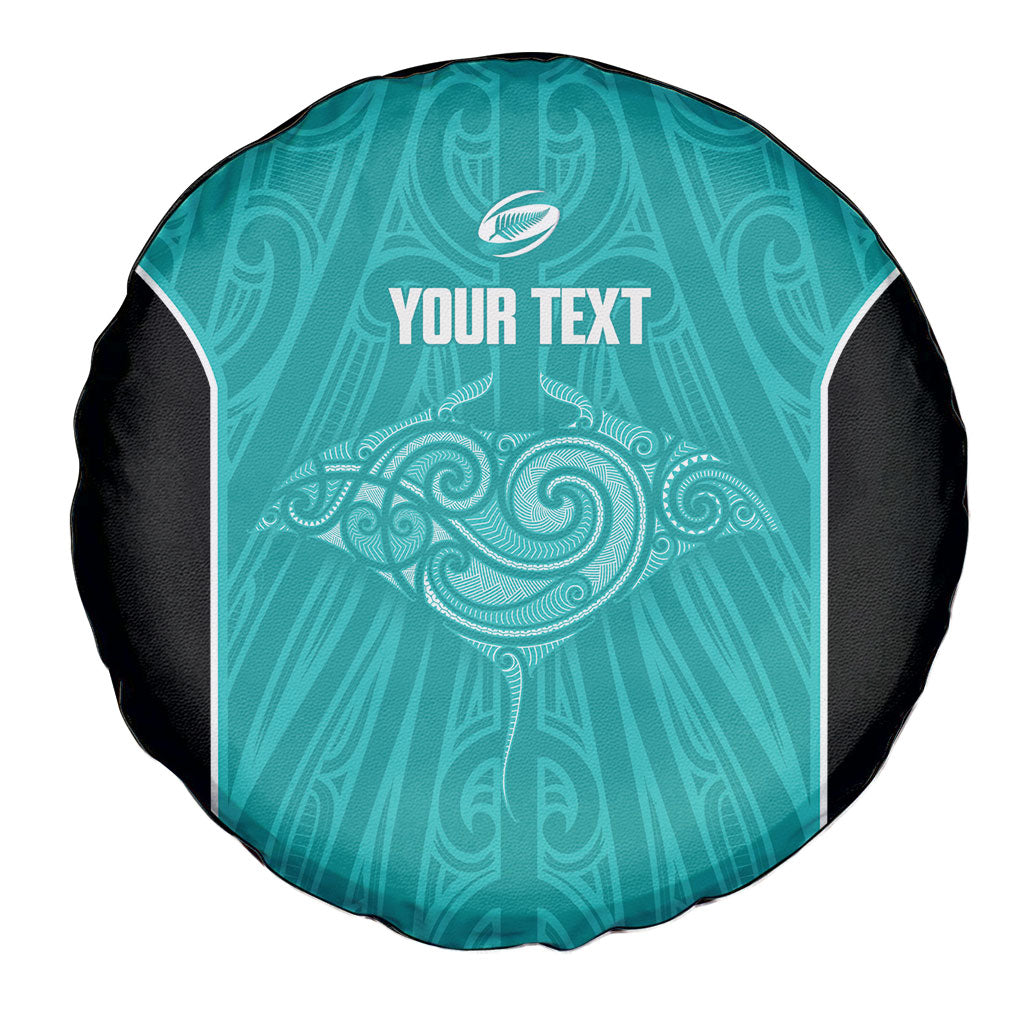 Custom New Zealand Stingray Oztag Spare Tire Cover Tag Rugby Maori Pattern Teal Version LT14 - Polynesian Pride