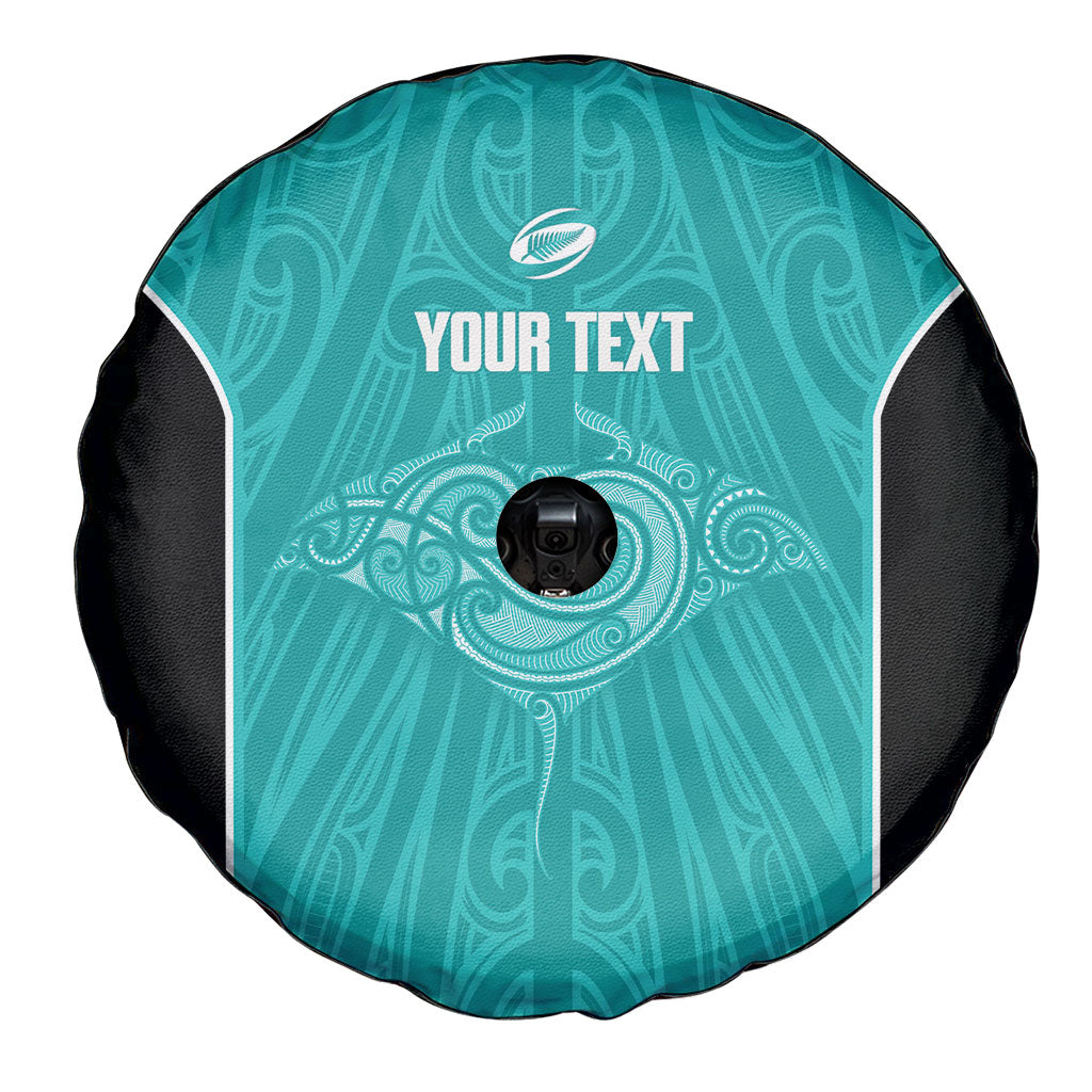 Custom New Zealand Stingray Oztag Spare Tire Cover Tag Rugby Maori Pattern Teal Version LT14 - Polynesian Pride