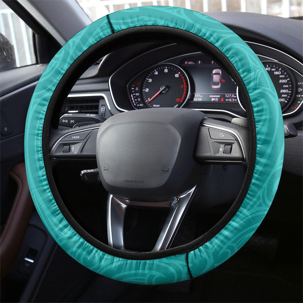 New Zealand Stingray Oztag Steering Wheel Cover Tag Rugby Maori Pattern Teal Version LT14 - Polynesian Pride
