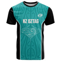 Custom New Zealand Stingray Oztag T Shirt Tag Rugby Maori Pattern Teal Version LT14 Teal - Polynesian Pride
