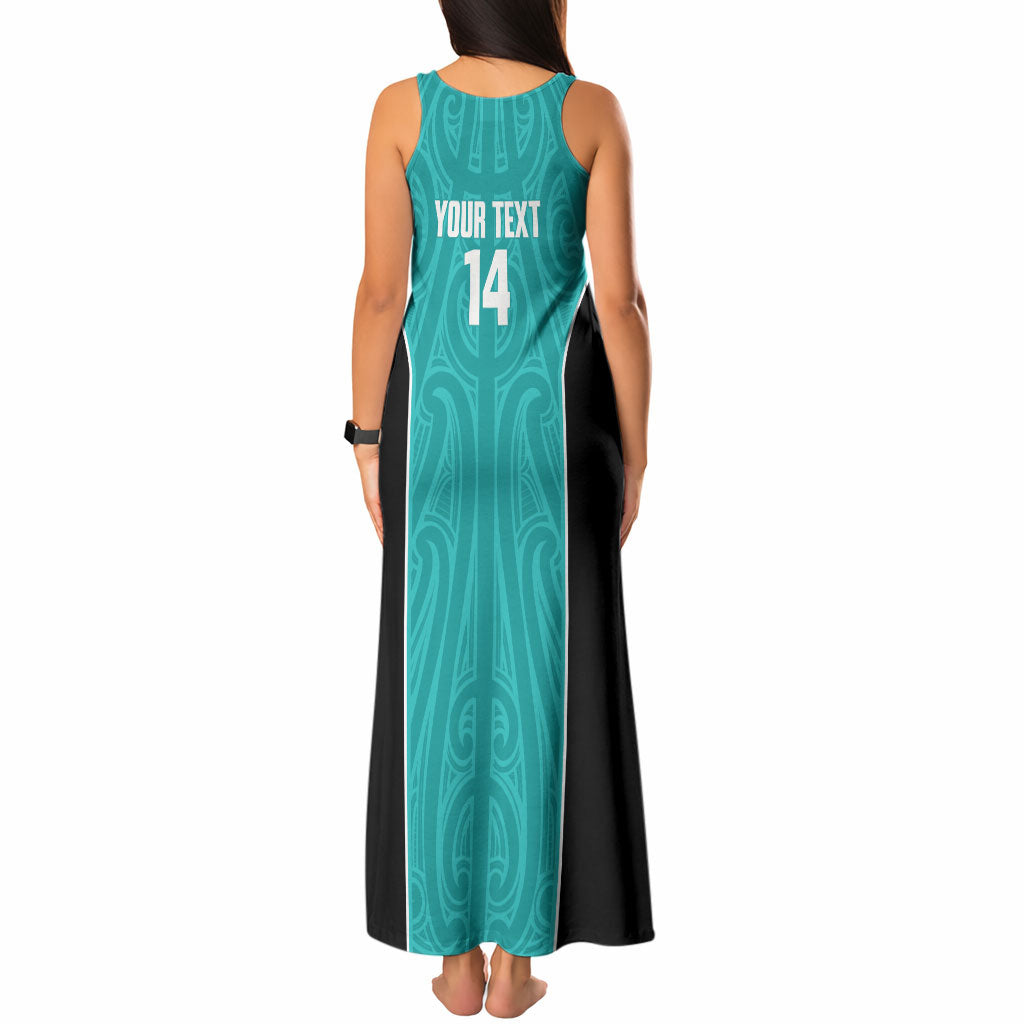 Custom New Zealand Stingray Oztag Tank Maxi Dress Tag Rugby Maori Pattern Teal Version LT14 - Polynesian Pride