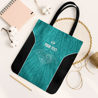 Custom New Zealand Stingray Oztag Tote Bag Tag Rugby Maori Pattern Teal Version LT14 Black Strap One Size Teal - Polynesian Pride