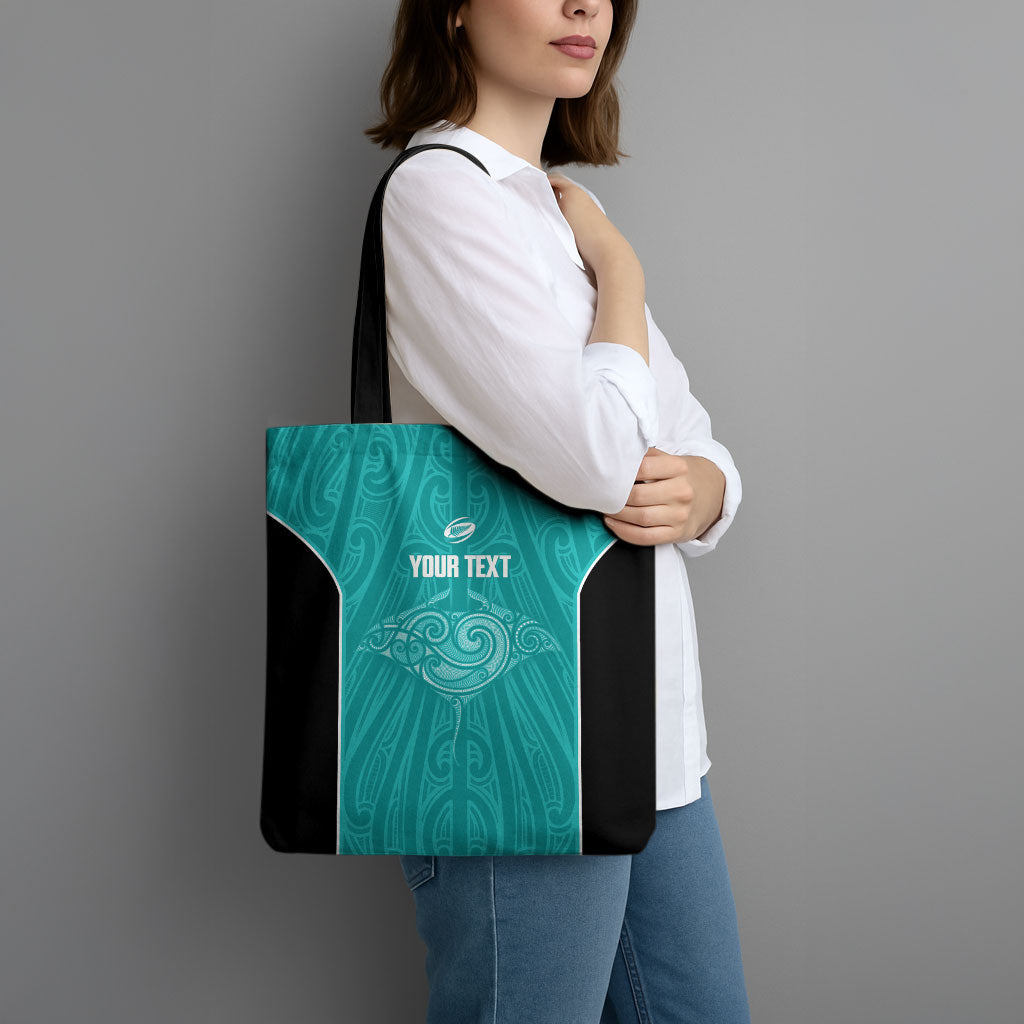 Custom New Zealand Stingray Oztag Tote Bag Tag Rugby Maori Pattern Teal Version LT14 - Polynesian Pride