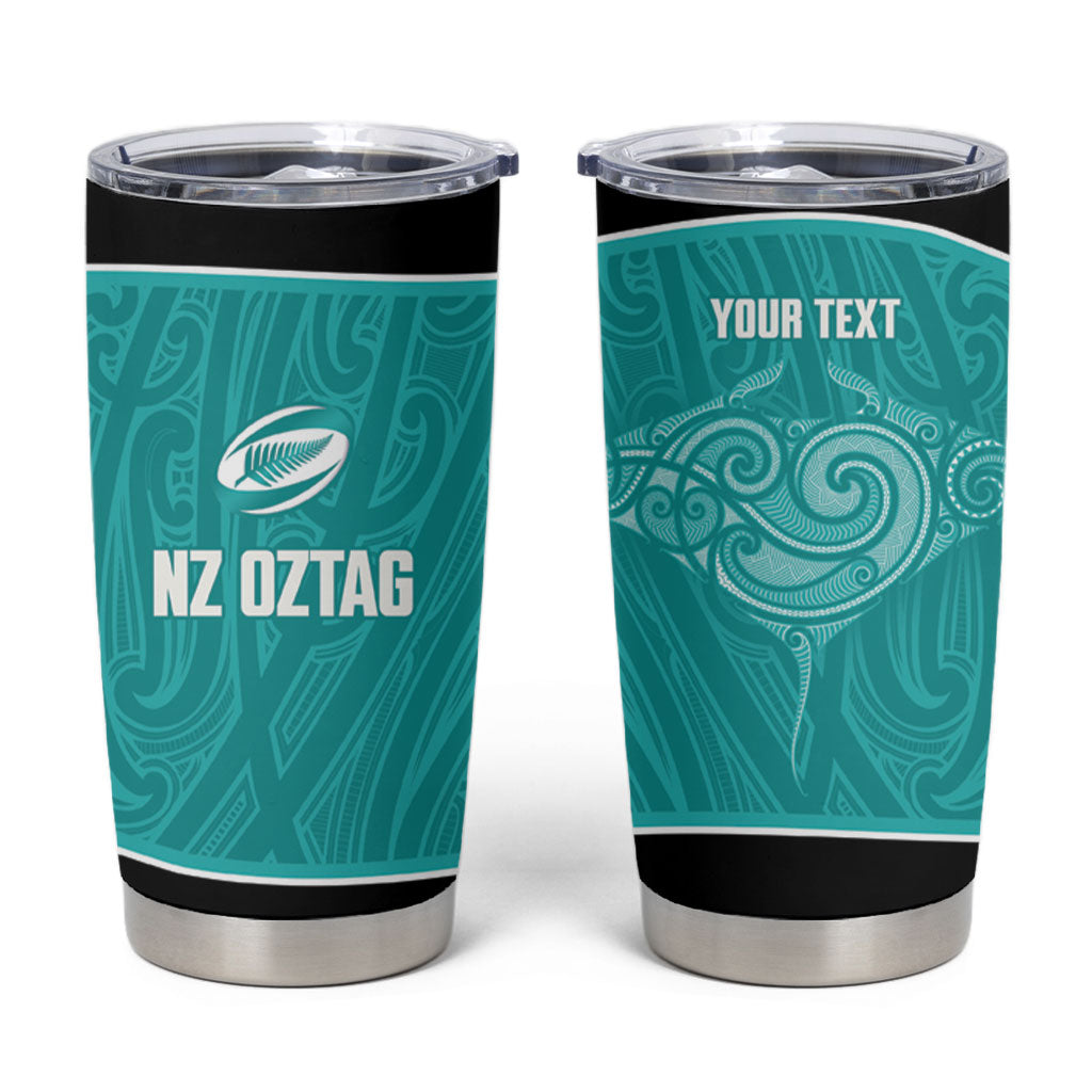 Custom New Zealand Stingray Oztag Tumbler Cup Tag Rugby Maori Pattern Teal Version LT14 Teal - Polynesian Pride