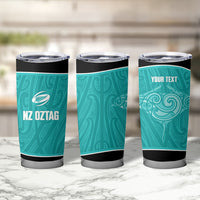 Custom New Zealand Stingray Oztag Tumbler Cup Tag Rugby Maori Pattern Teal Version LT14 - Polynesian Pride