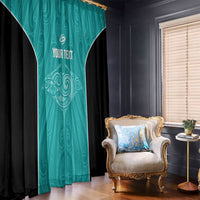 Custom New Zealand Stingray Oztag Window Curtain Tag Rugby Maori Pattern Teal Version LT14 - Polynesian Pride