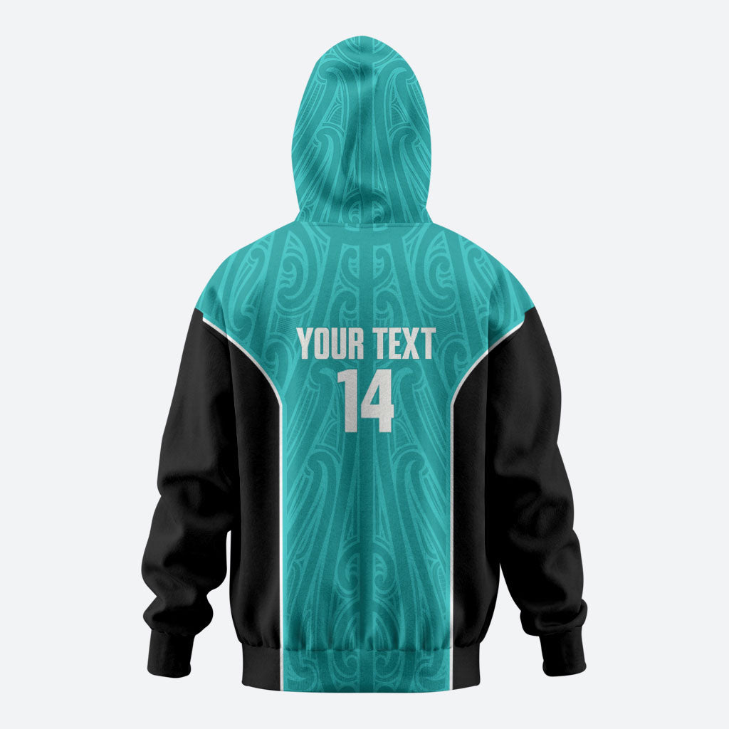 Custom New Zealand Stingray Oztag Zip Hoodie Tag Rugby Maori Pattern Teal Version LT14 - Polynesian Pride