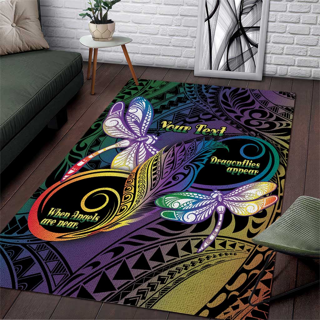 Personalized Polynesian Memorial Area Rug Dragonflies Appear When Angels Are Near LT14 Colorful - Polynesian Pride