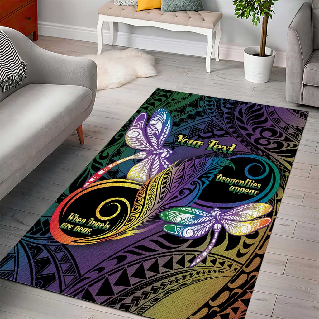 Personalized Polynesian Memorial Area Rug Dragonflies Appear When Angels Are Near LT14 - Polynesian Pride
