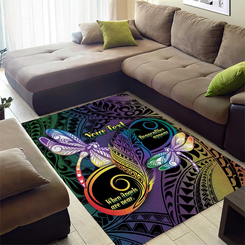 Personalized Polynesian Memorial Area Rug Dragonflies Appear When Angels Are Near LT14 - Polynesian Pride