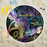 Personalized Polynesian Memorial Beach Blanket Dragonflies Appear When Angels Are Near LT14 One Size 150cm Colorful - Polynesian Pride