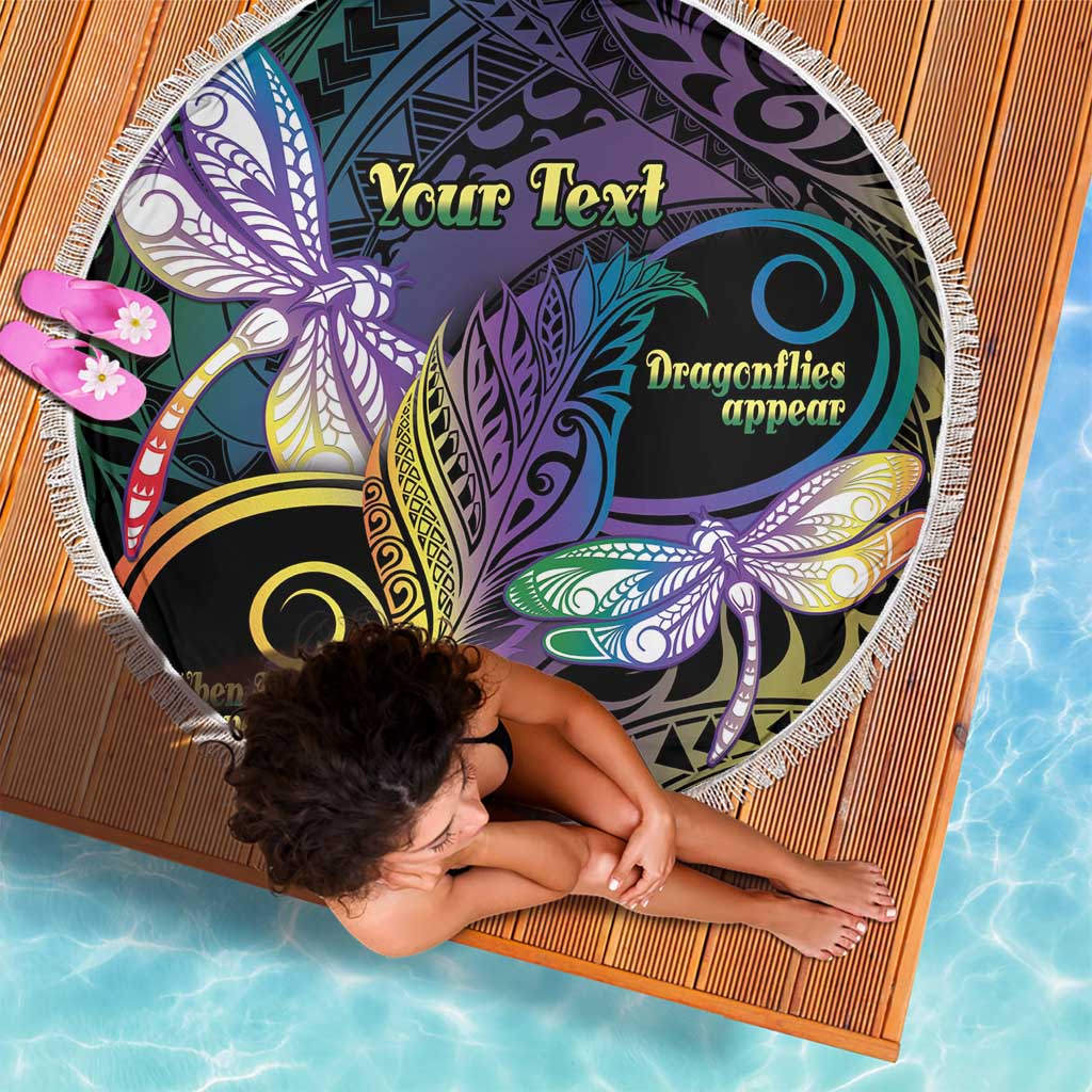 Personalized Polynesian Memorial Beach Blanket Dragonflies Appear When Angels Are Near LT14 - Polynesian Pride