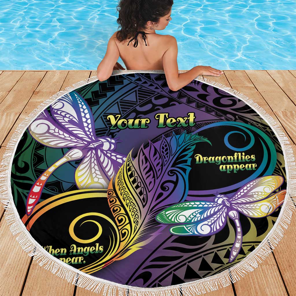 Personalized Polynesian Memorial Beach Blanket Dragonflies Appear When Angels Are Near LT14 - Polynesian Pride