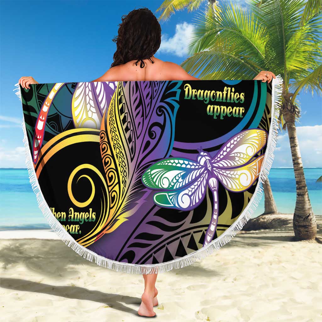 Personalized Polynesian Memorial Beach Blanket Dragonflies Appear When Angels Are Near LT14 - Polynesian Pride