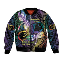 Personalized Polynesian Memorial Bomber Jacket Dragonflies Appear When Angels Are Near LT14 Unisex Colorful - Polynesian Pride