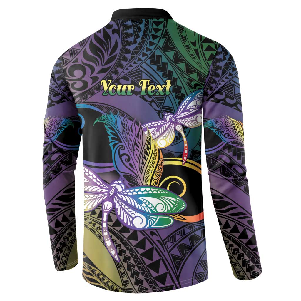 Personalized Polynesian Memorial Button Sweatshirt Dragonflies Appear When Angels Are Near LT14 - Polynesian Pride