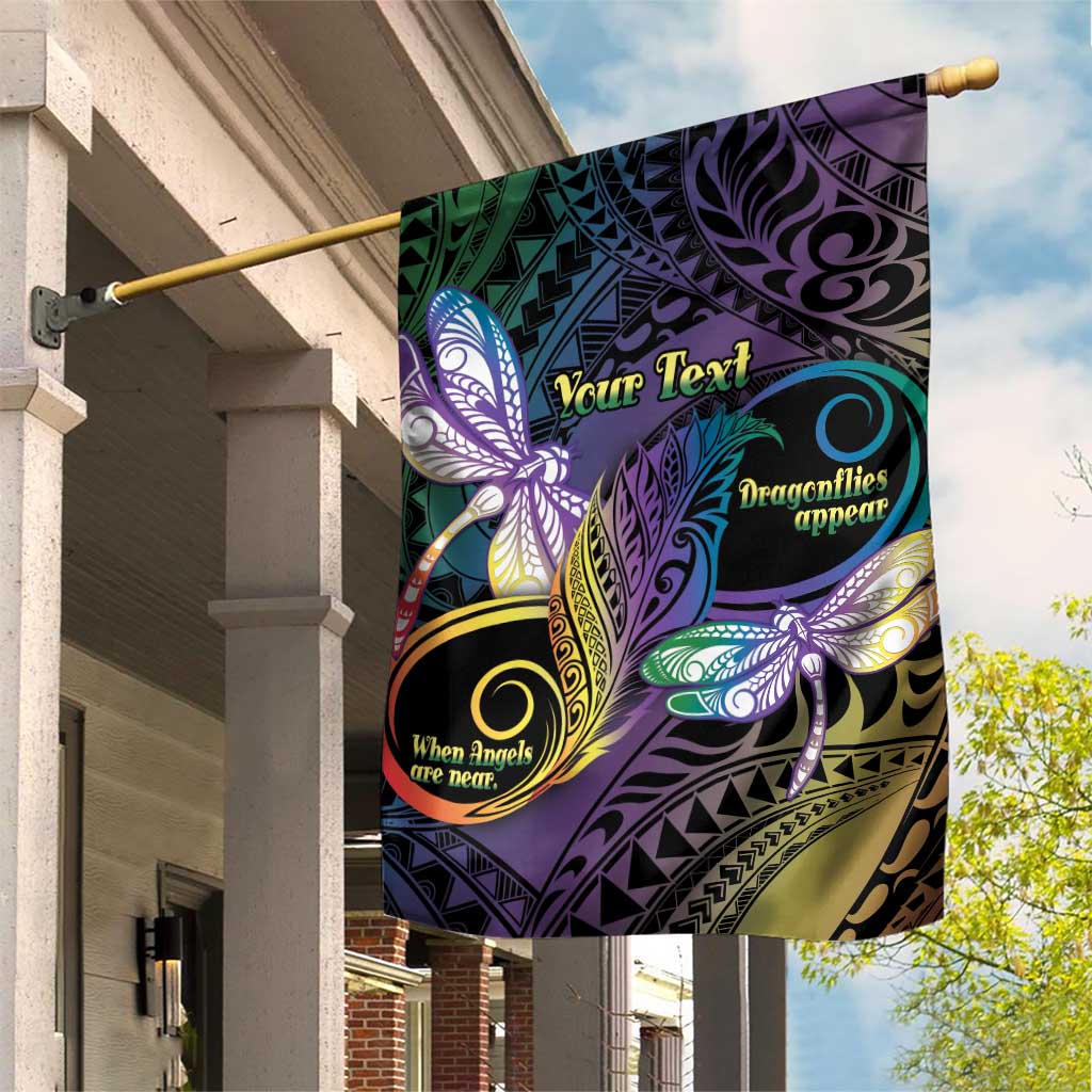 Personalized Polynesian Memorial Garden Flag Dragonflies Appear When Angels Are Near LT14 House Flag Colorful - Polynesian Pride