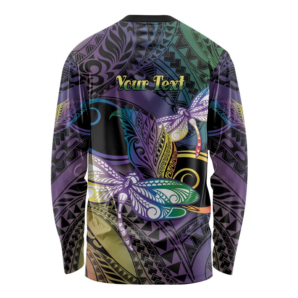 Personalized Polynesian Memorial Long Sleeve Shirt Dragonflies Appear When Angels Are Near LT14 - Polynesian Pride