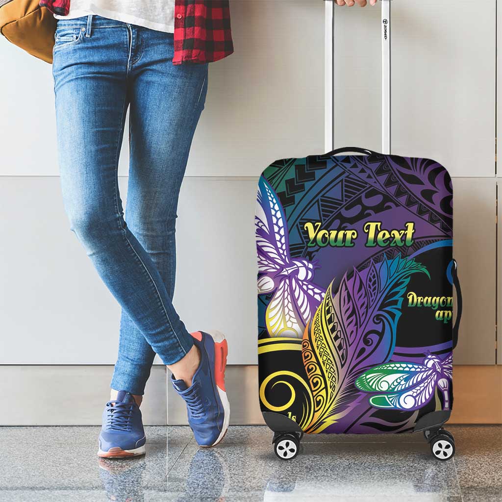 Personalized Polynesian Memorial Luggage Cover Dragonflies Appear When Angels Are Near LT14 - Polynesian Pride