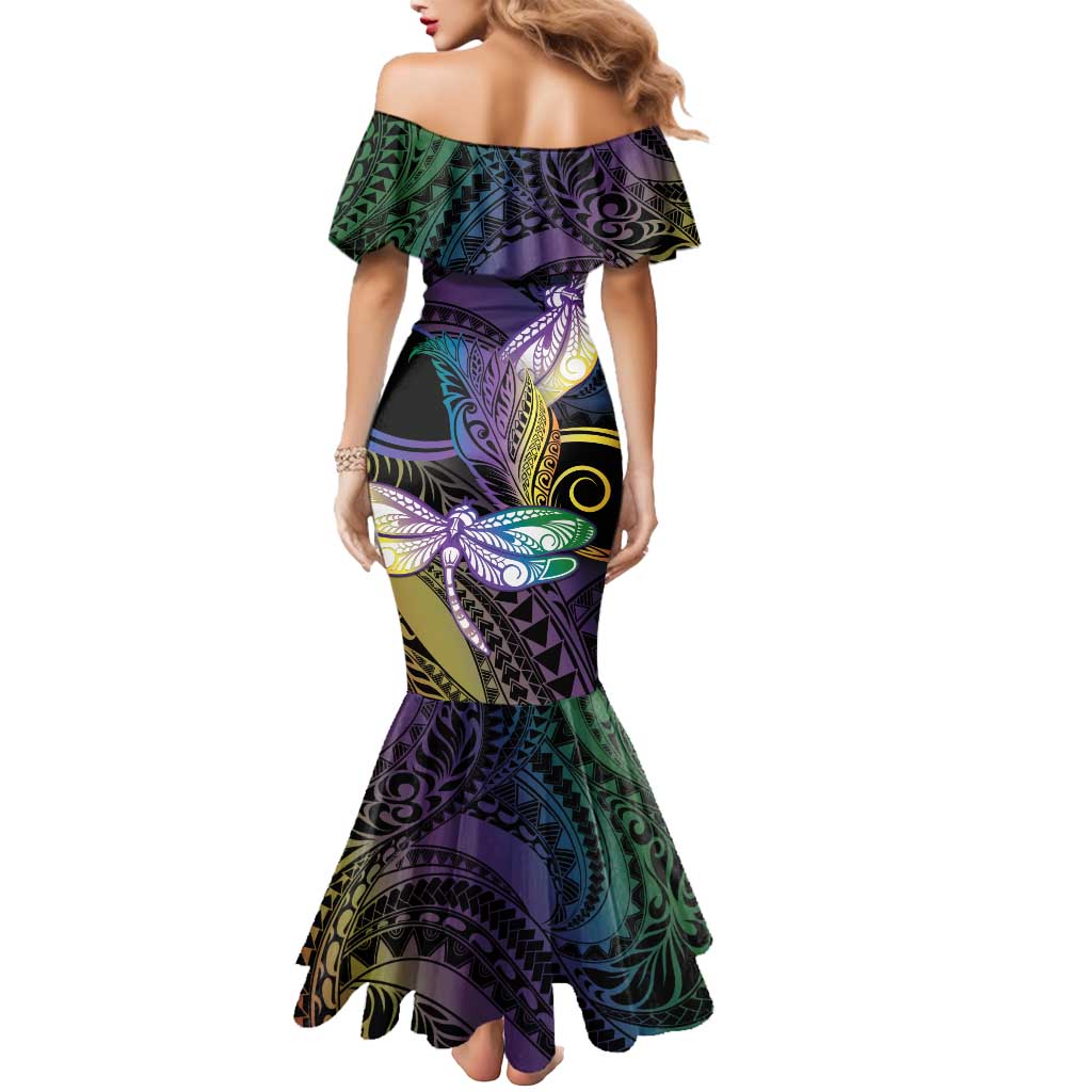 Personalized Polynesian Memorial Mermaid Dress Dragonflies Appear When Angels Are Near LT14 - Polynesian Pride