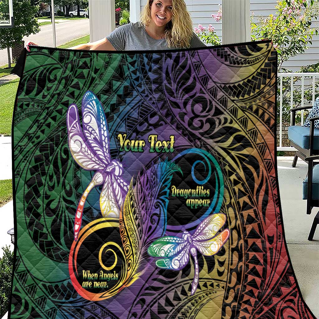 Personalized Polynesian Memorial Quilt Dragonflies Appear When Angels Are Near LT14 Colorful - Polynesian Pride