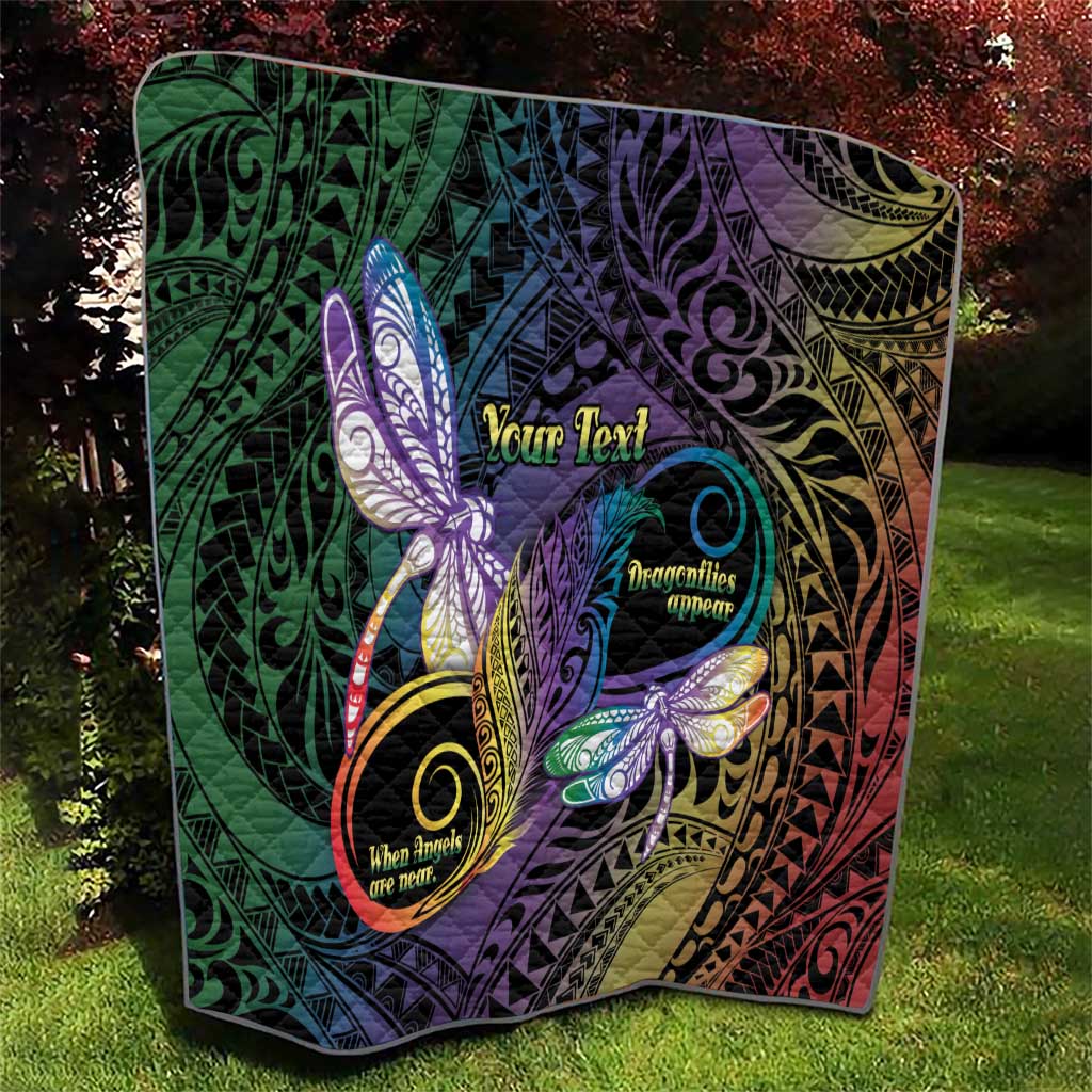 Personalized Polynesian Memorial Quilt Dragonflies Appear When Angels Are Near LT14 - Polynesian Pride