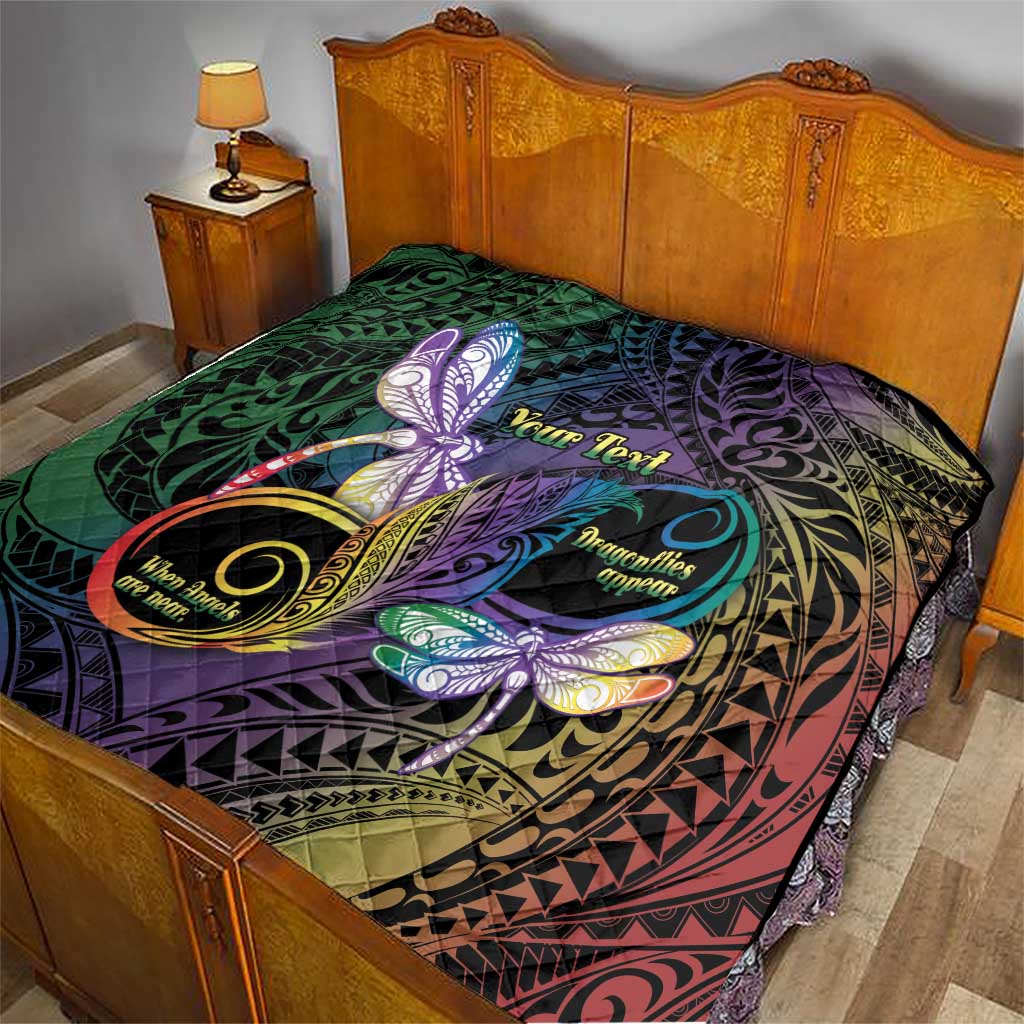 Personalized Polynesian Memorial Quilt Dragonflies Appear When Angels Are Near LT14 - Polynesian Pride