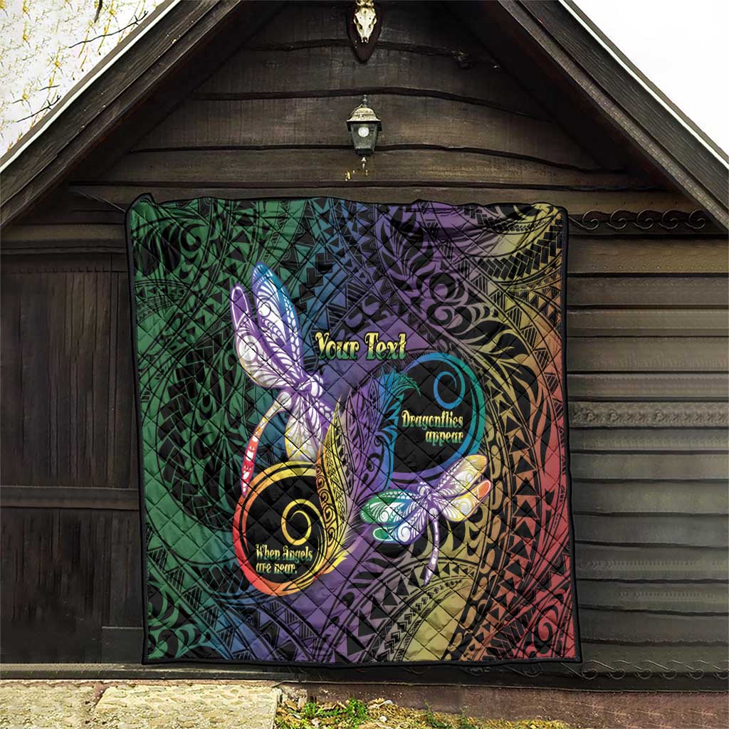 Personalized Polynesian Memorial Quilt Dragonflies Appear When Angels Are Near LT14 - Polynesian Pride