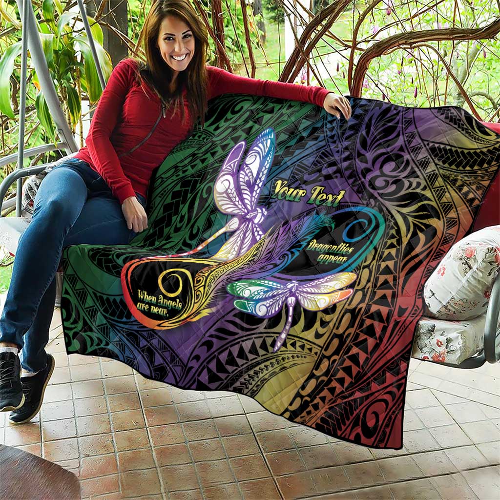 Personalized Polynesian Memorial Quilt Dragonflies Appear When Angels Are Near LT14 - Polynesian Pride