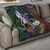 Personalized Polynesian Memorial Quilt Dragonflies Appear When Angels Are Near LT14 - Polynesian Pride