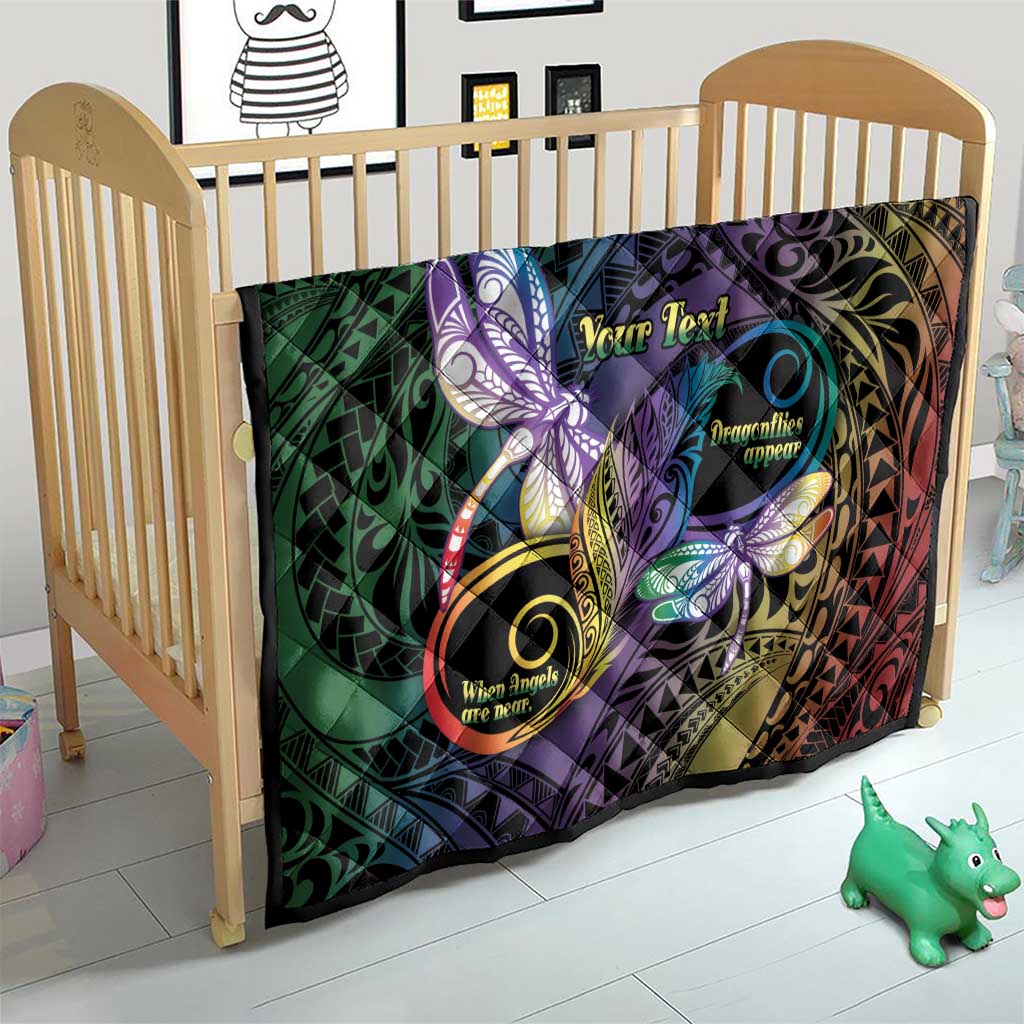 Personalized Polynesian Memorial Quilt Dragonflies Appear When Angels Are Near LT14 - Polynesian Pride