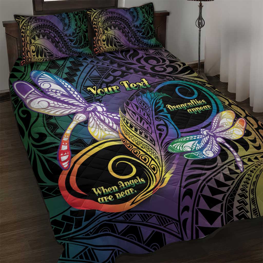 Personalized Polynesian Memorial Quilt Bed Set Dragonflies Appear When Angels Are Near LT14 Colorful - Polynesian Pride