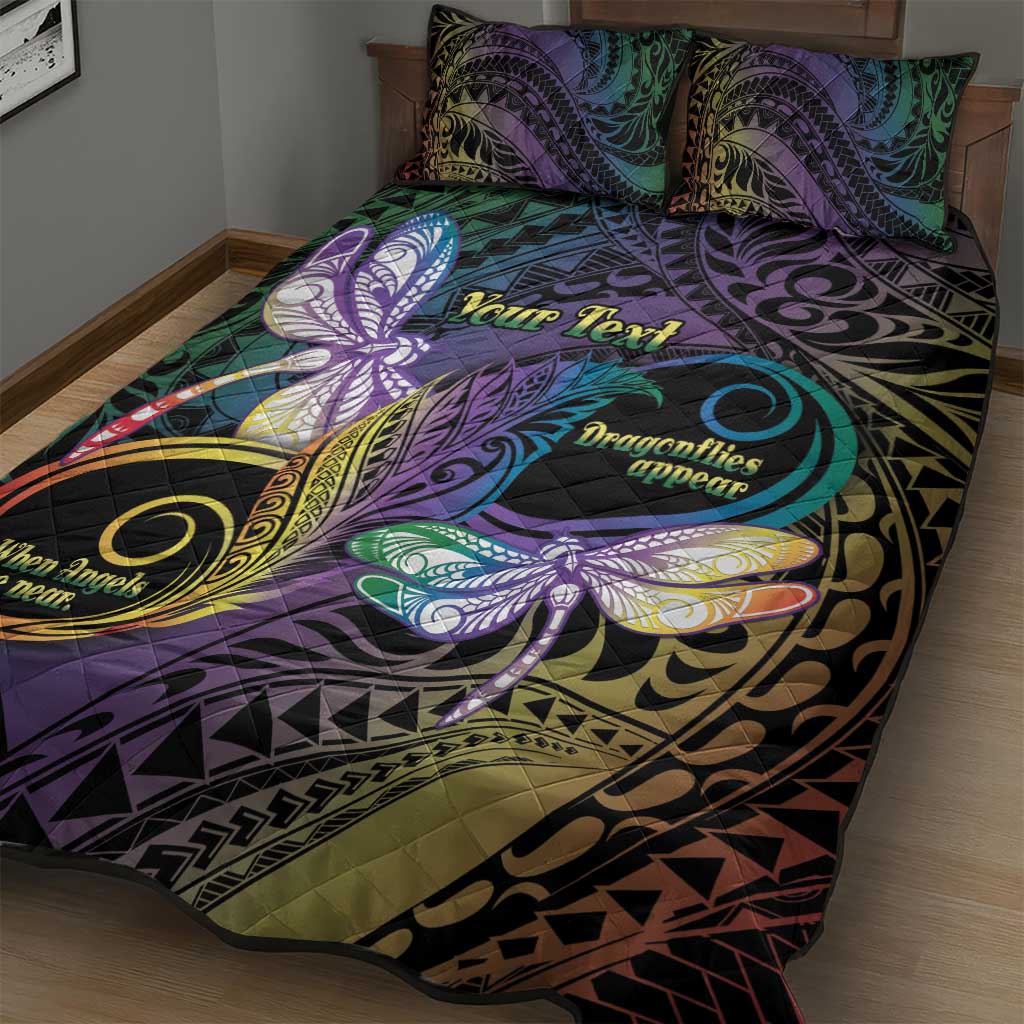 Personalized Polynesian Memorial Quilt Bed Set Dragonflies Appear When Angels Are Near LT14 - Polynesian Pride