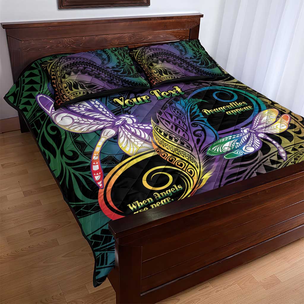 Personalized Polynesian Memorial Quilt Bed Set Dragonflies Appear When Angels Are Near LT14 - Polynesian Pride