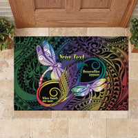 Personalized Polynesian Memorial Rubber Doormat Dragonflies Appear When Angels Are Near LT14 Colorful - Polynesian Pride