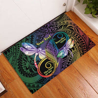 Personalized Polynesian Memorial Rubber Doormat Dragonflies Appear When Angels Are Near LT14 - Polynesian Pride