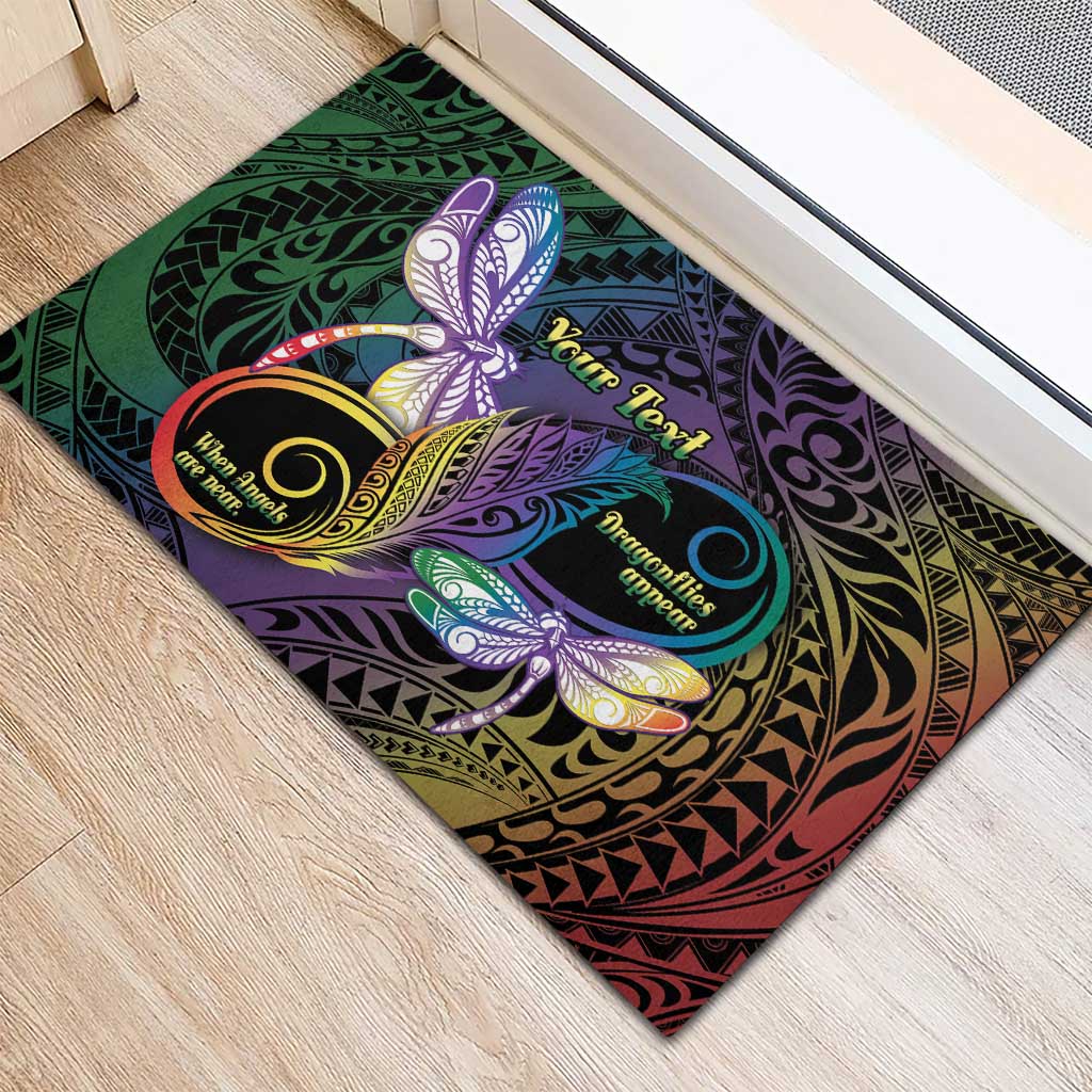 Personalized Polynesian Memorial Rubber Doormat Dragonflies Appear When Angels Are Near LT14 - Polynesian Pride