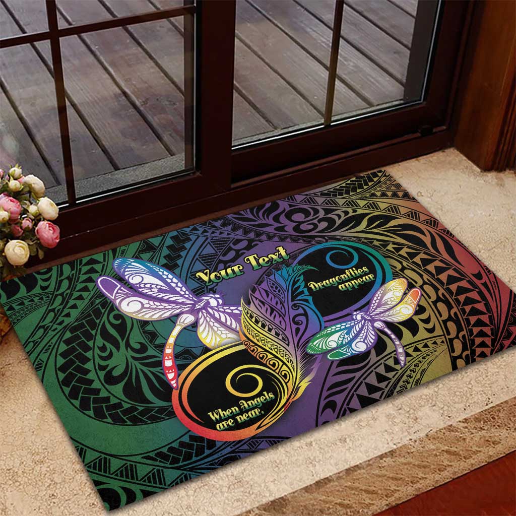 Personalized Polynesian Memorial Rubber Doormat Dragonflies Appear When Angels Are Near LT14 - Polynesian Pride
