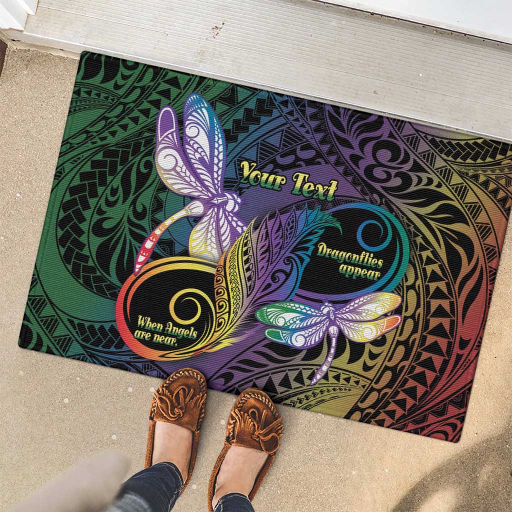 Personalized Polynesian Memorial Rubber Doormat Dragonflies Appear When Angels Are Near LT14 - Polynesian Pride