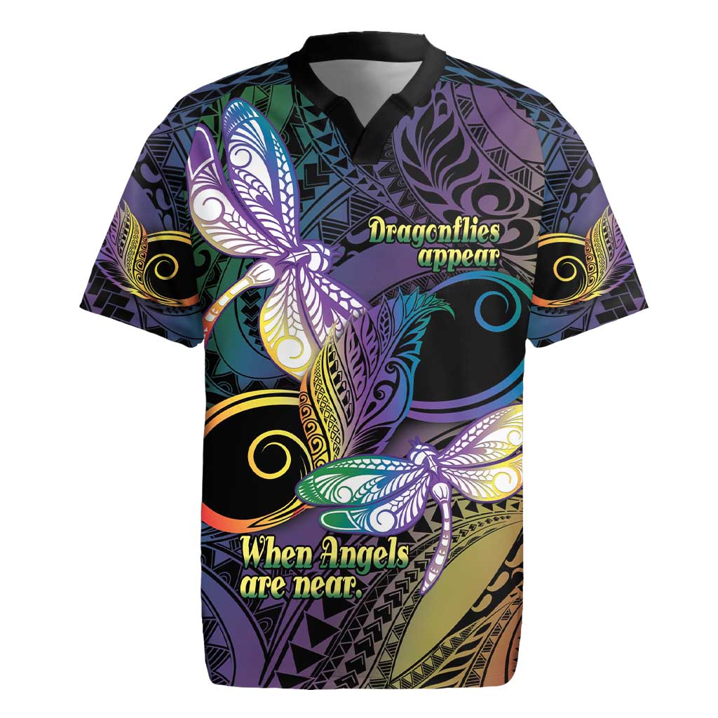 Personalized Polynesian Memorial Rugby Jersey Dragonflies Appear When Angels Are Near LT14 Colorful - Polynesian Pride